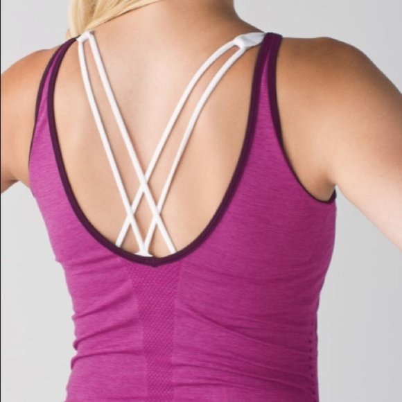 LULULEMON IN THE FLOW SCOOP BACK TANK IN HEATHERED REGAL PLUM ~ SIZE 6 - Picture 5 of 11
